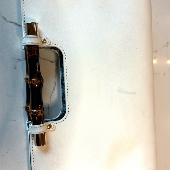 Spartina 449 Vegan Leather Bag - White with Bamboo Handle - Picture 7 of 12